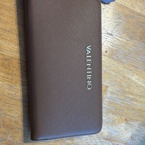 Valentino Leather Wallet in Rich Brown